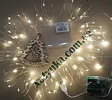 Гірлянда НА БАТАРЕЙКАХ +USB 50 LED 5м. тепла біла  РОСА світлодіодна, фото 3