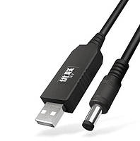 Кабель питания UnnLink USB 2.0 to DC 5.5x2.1 mm 12V 1A для Wi-Fi роутера 1M Black (0261)