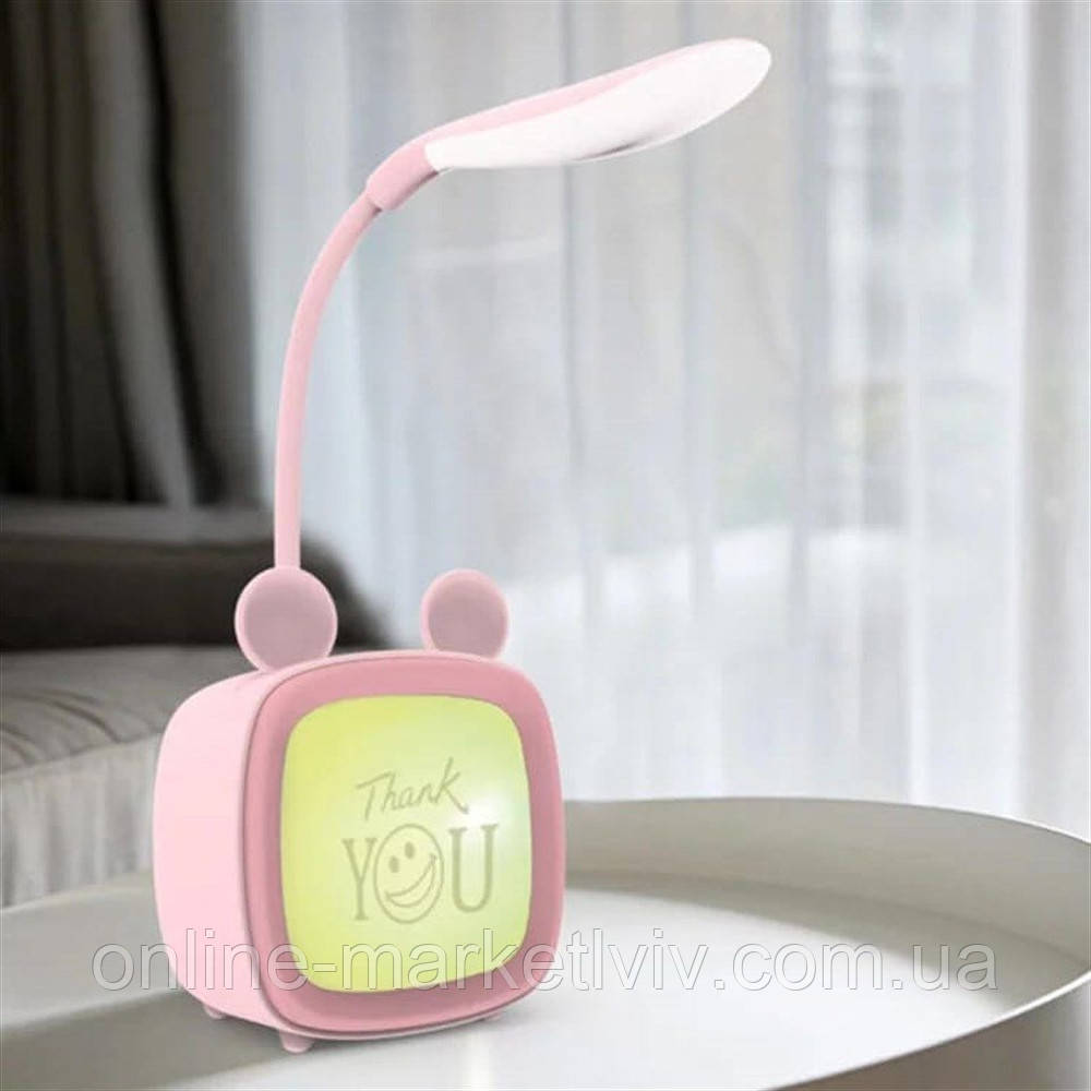 Лампа настільна з акумулятором від USB, Hello NO-05, Рожевий / Дитячий настільний світильник-нічник