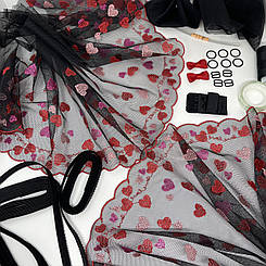 Набір для пошиття білизни "Серця" бюстгальтер на кісточці + трусики