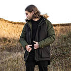 Чоловіча зимова парка хакі з чорним до -28 °C з хутром  ⁇  Зимова подовжена куртка з капюшоном, фото 6