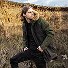 Чоловіча зимова парка хакі з чорним до -28 °C з хутром  ⁇  Зимова подовжена куртка з капюшоном, фото 7