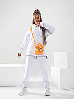 Жіночий теплий спортивний костюм тринитка на флісі ПЄНЬЄ, білого кольору/ білий, арт 464