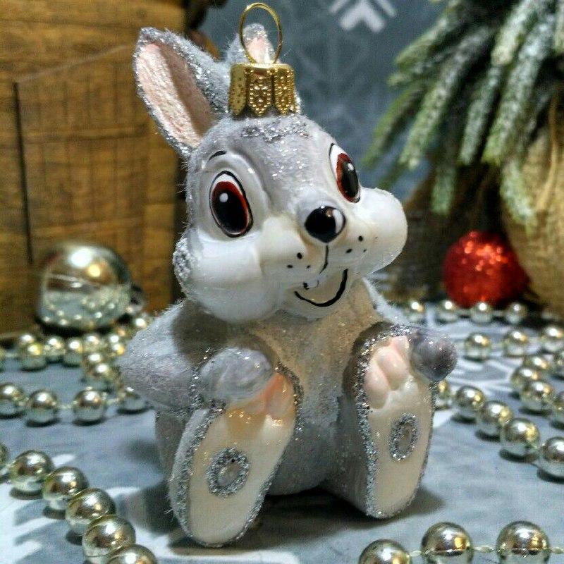 Irena  іграшка на ялинку Bambi Бембі Скляна ялинкова іграшка зайка
