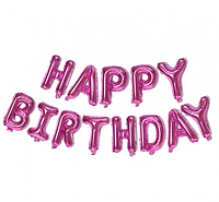 Надпись "Happy Birthday" Шары Фольгированные по Буквам Малиновые, 40 см