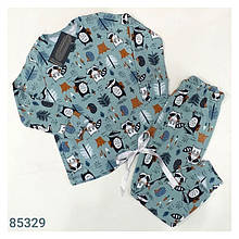 Дитяча піжама з брюками для дівчинки бавовна Новорічний настрій Nicoletta 85329 (бірюзовий)