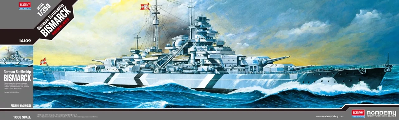 Bismarck. Збірна модель військового корабля у масштабі 1/350. ACADEMY 14109