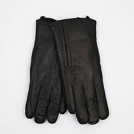 Жіночі зимові рукавички (лайка) на цигейці (натуральне чорне хутро) (арт. F22-13-4) 6.5