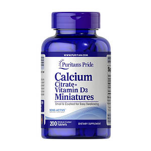 Puritan's Pride Calcium Citrate + Vitamin D3 Miniatures 200 tab