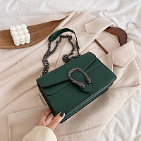 Женская классическая сумка 6536 кросс-боди с железной подковой зеленая