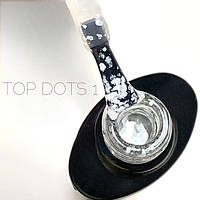 Топ  TOP DOTS 01 з білими пластівцями для нігтів TM Crooz, 8 мл
