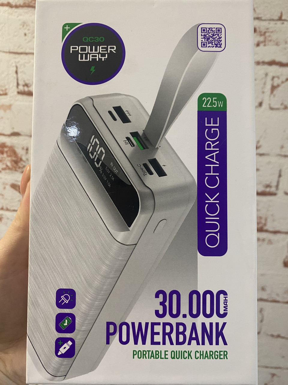 Павербанк 30000 mAh POWERWAY QC30 повербанк Power Bank 30 тис мАг, ціна ...