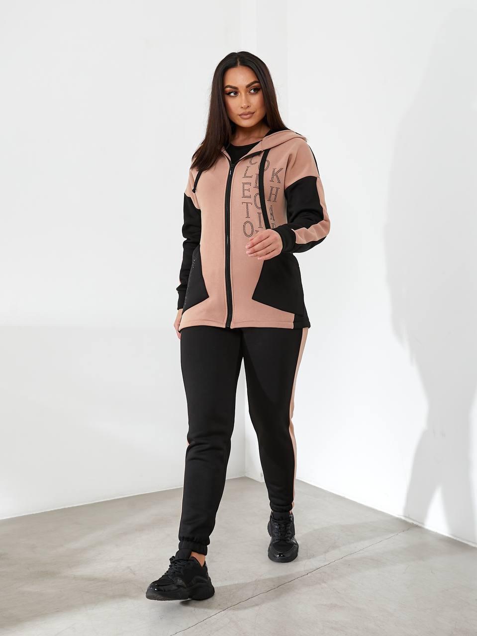 Спортивний костюм тринитка на байкі ПЄНЬЄ, кава з молоком, арт 460, фото 1