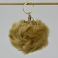 Брелок м'який застібка золотистого кольору з карабіном плюшевий бум бежевого кольору розмір 8х8 см