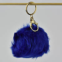Брелок м'який застібка золотистого кольору з карабіном плюшевий бум синього кольору розмір 8х8 см