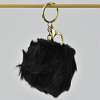 Брелок м'який застібка золотистого кольору з карабіном плюшевий бум чорного кольору розмір 8х8 см