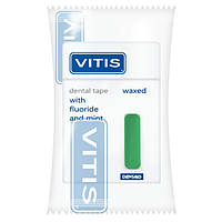 Зубна стрічка Vitis з фтором та м&#x27;ятою (зелена) у п/е упаковці 50 м.