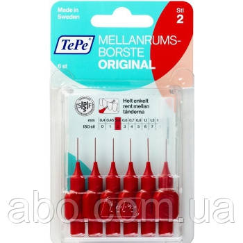 Міжзубні йоржики TePe Original 0.5 мм червоні 6 шт, фото 1