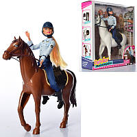 Кукла с лошадью DEFA 8469, шарнирная, 29см, полиция, лошадь 33см