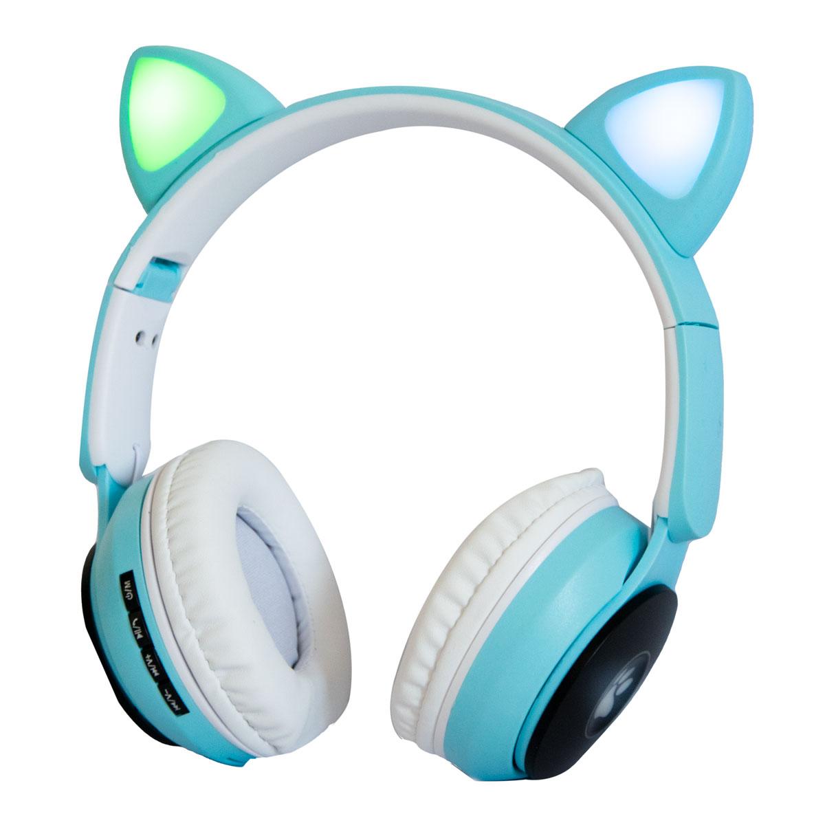 Блютуз навушники для дітей "Wireless earphone ST77M" Блакитні, бездротові навушники з вушками з підсвіткою
