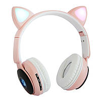 Детские наушники без проводов "Wireless earphone ST77M" Розовые, bluetooth наушники с кошачьими ушками (NS)