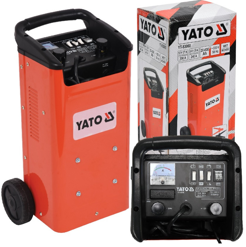 Пуско-зарядний пристрій YATO YT-83060 акумулятор 12/24 В, 40-240 А, 20-600 А/год, 230 В