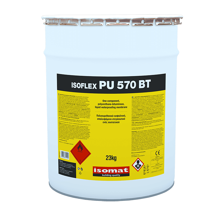 Однокомпонентна поліуретан-бітумна рідка гідроізоляція Ізофлекс ПУ-570 БТ / Isoflex PU-570 BT, 23 кг