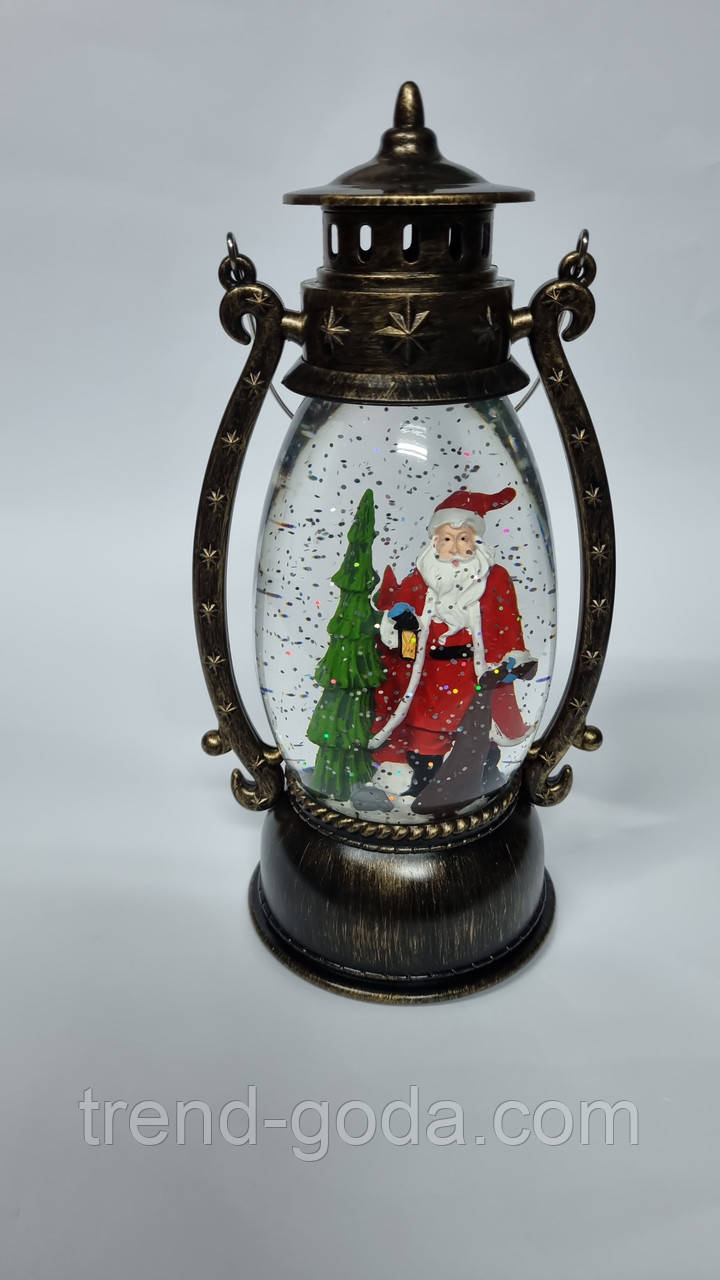 Новорічна музична ліхтар з Led-підсвіткою Снігова куля з Дідом Морозом Нічником з літнім снігом, фото 1