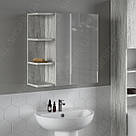 Навісна полиця з дзеркалом у ванну 620 мм Настінна шафа з дзеркалом 3 відкритими та 1 закритою полицею з ДСП, фото 3