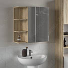 Навісна полиця з дзеркалом у ванну 620 мм Настінна шафа з дзеркалом 3 відкритими та 1 закритою полицею з ДСП, фото 4