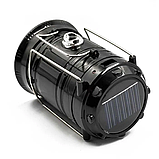 Кемпінгова переносна LED лампа JH-5800T (Power Bank, сонячна панель) з павербанком чорний, фото 8