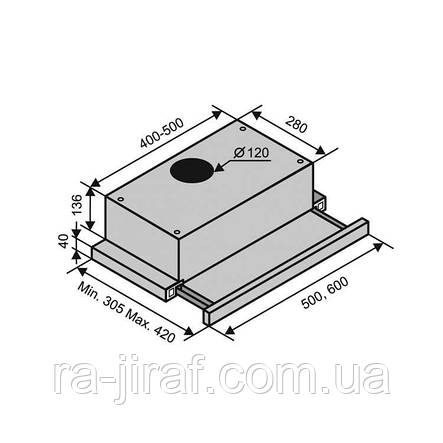 ВИТЯЖКА VENTOLUX GARDA 60 BR (450) Телескопічна на кухню. Витяжка кухонна в Україні. Доставка безкоштовно, фото 2