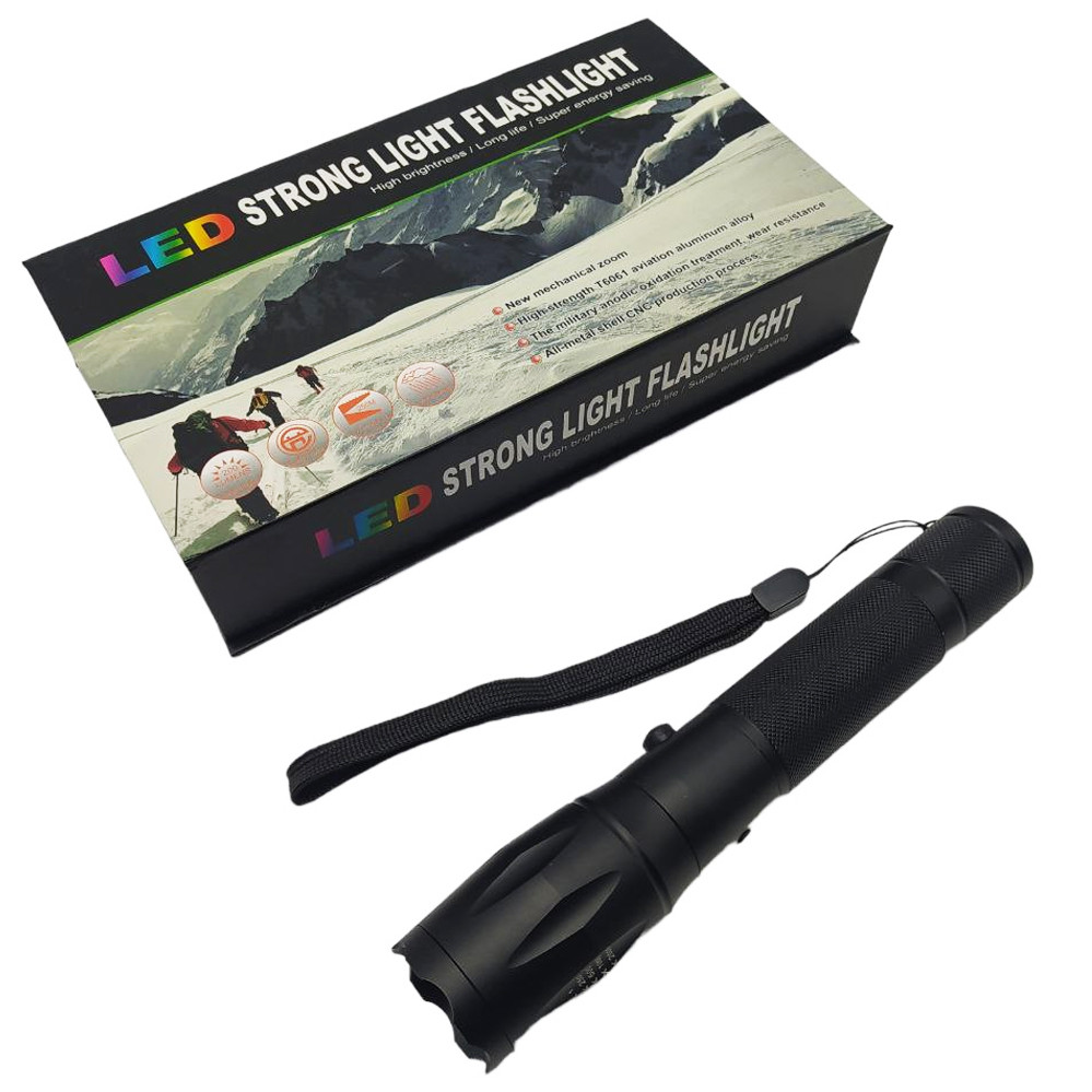 Ліхтар ручний акумуляторний STRONG LIGHT FLASHLIGHT 6061 ліхтарик з фокусуванням променя в металевому корпусі