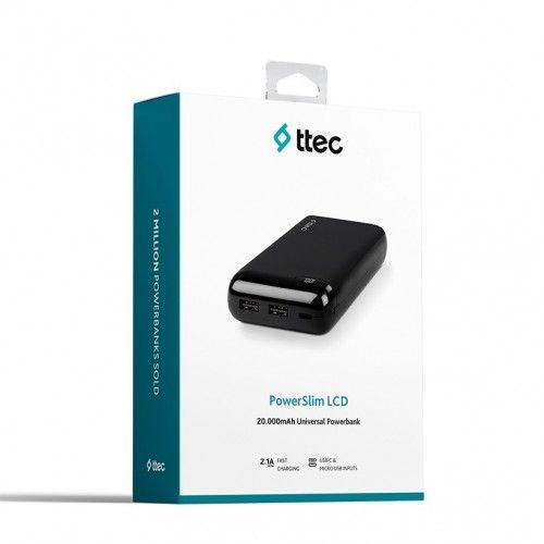 Універсальні мобільні батареї Power Bank Ttec 20000 mAh PowerSlim Black 2 x USB