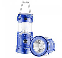 Фонарь аккумуляторный LED лампа JH-5800T с павербанком и солнечной панелью Синий