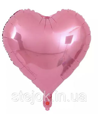 Серце фольговане рожеве, розмір 45 см, 1 шт., фото 1