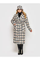 Двубортное женское пальто кашемировое в крупную гусиную лапку Размеры 50 52 54 56