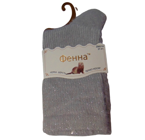 Норкові шкарпетки з люрексом Фена 6014 37-41 світло-сірі, фото 1