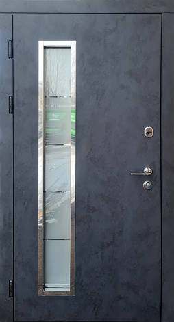 Форт-М Двері вуличні, модель МДФ/МДФ Склопакет комплектація "Стандарт" Бетон Антрацит, фото 2