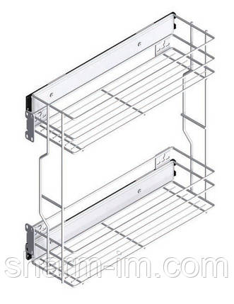 Карго 150 мм Rejs — 2 полиці + довідник, бічне, еф. Хром, фото 2