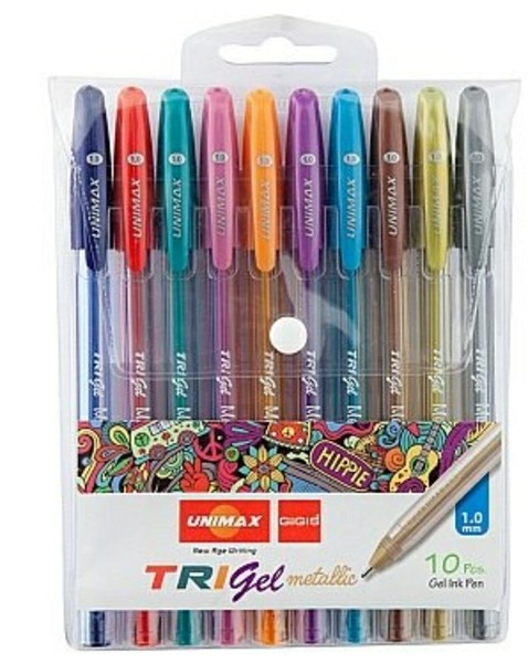 Набір гелевих ручок "Unimax"/UX-141/ Trigel Metallic, 10 цв., металік