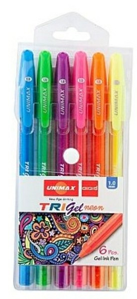 Набір гелевих ручок "Unimax"/UX-143/ Trigel Neon, 6 цв., неонові