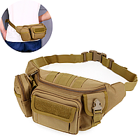 Тактическая поясная сумка мужская (30х10х15см) D06, Песок / Военная сумка на пояс штурмовая