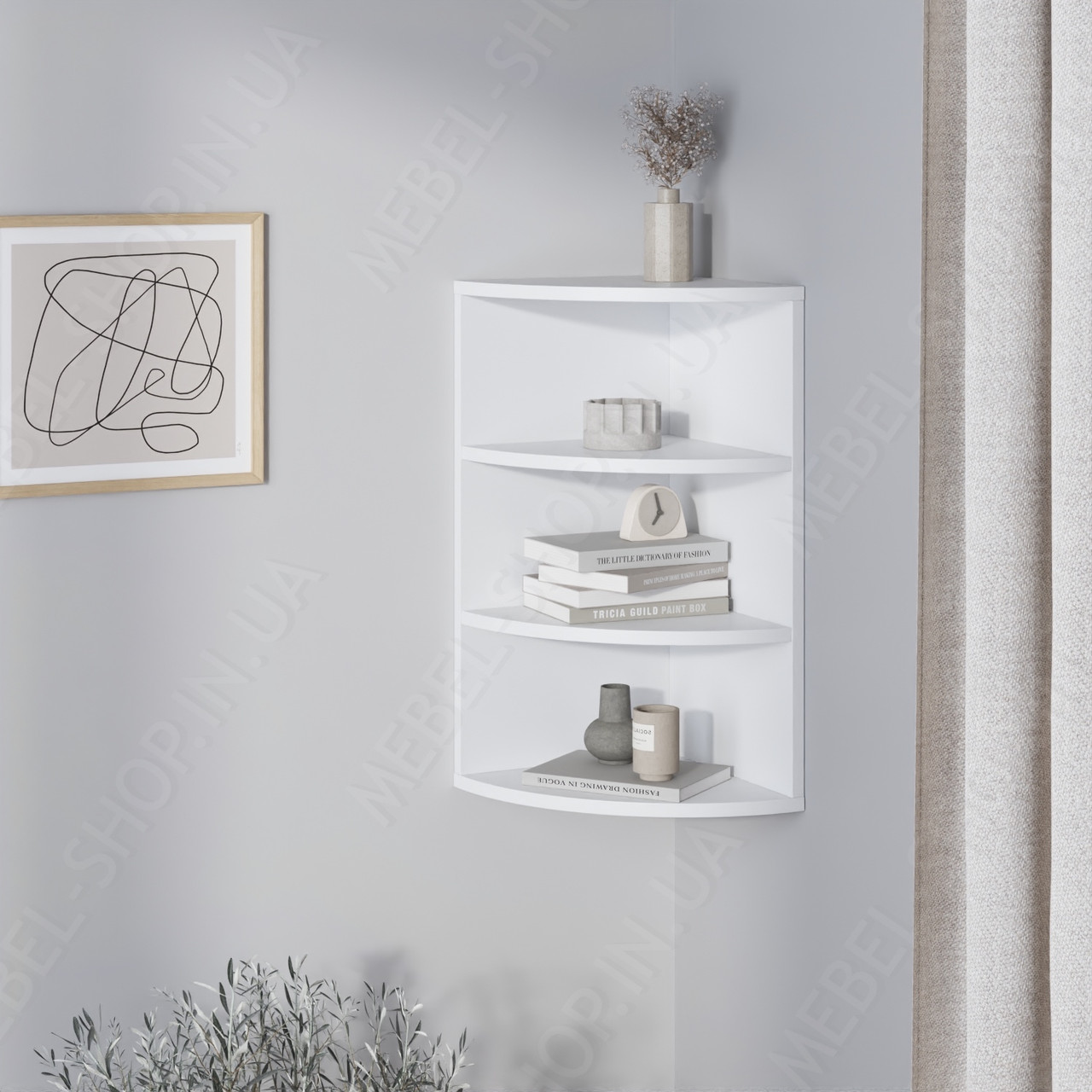 Навісна кутова полиця з 3 відкритими комірками 30 см Полиці на стіну вітальні з ламінованого ДСП, фото 1