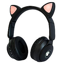 Бездротові навушники bluetooth "Wireless earphone ST77M" Чорні, дитячі навушники з вушками з підсвіткою