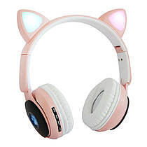 Дитячі безпровідні навушники "Wireless earphone ST77M" Рожеві, bluetooth навушники з котячими вушками