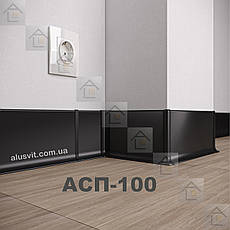 Плінтус накладний алюмінієвий АСП-100, 100х12х2600мм, чорний, фото 3