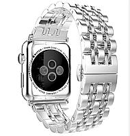 Стальной браслет / ремешок для Apple Watch 38, 40, 41, 42, 44, 45 мм. Цвет СЕРЕБРО