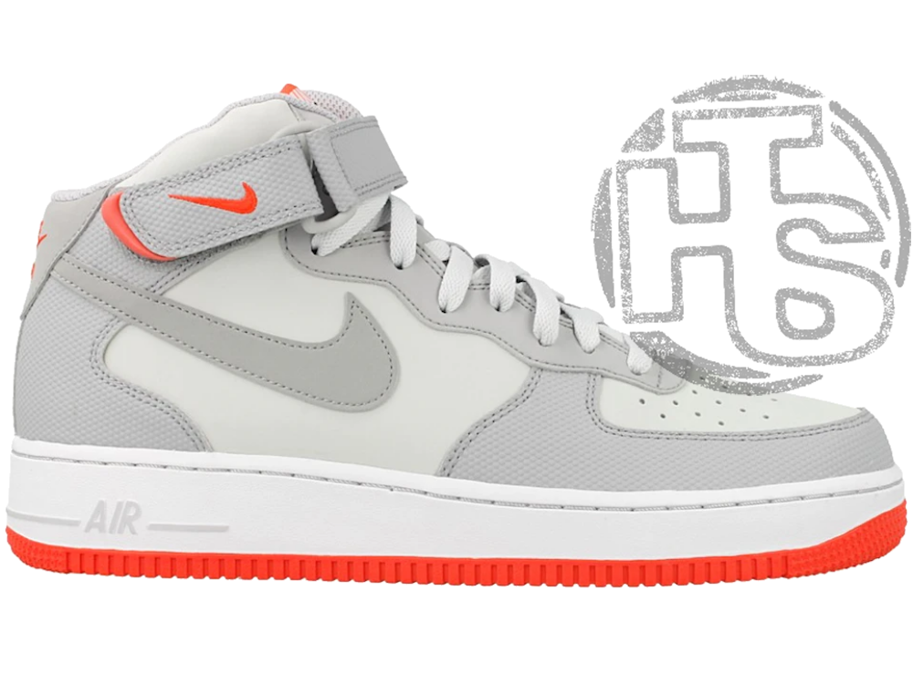 Чоловічі кросівки Nike Air Force 1 Mid Pure Platinum Wolf Grey Bright Crimson 315123-030