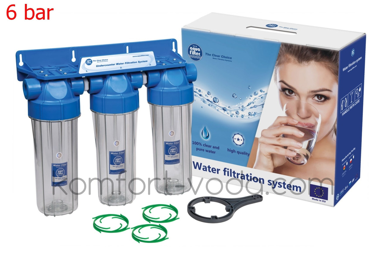 Система корпусів фільтрів Aquafilter FHPLCL14-D-TRIPLE, різь 1/4"